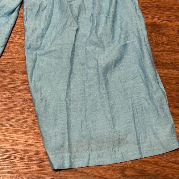 NWT H&M Lightweight Spaghetti Strap Wide Leg Romper Sash Belt Blue Size Small - Picture 4 of 11